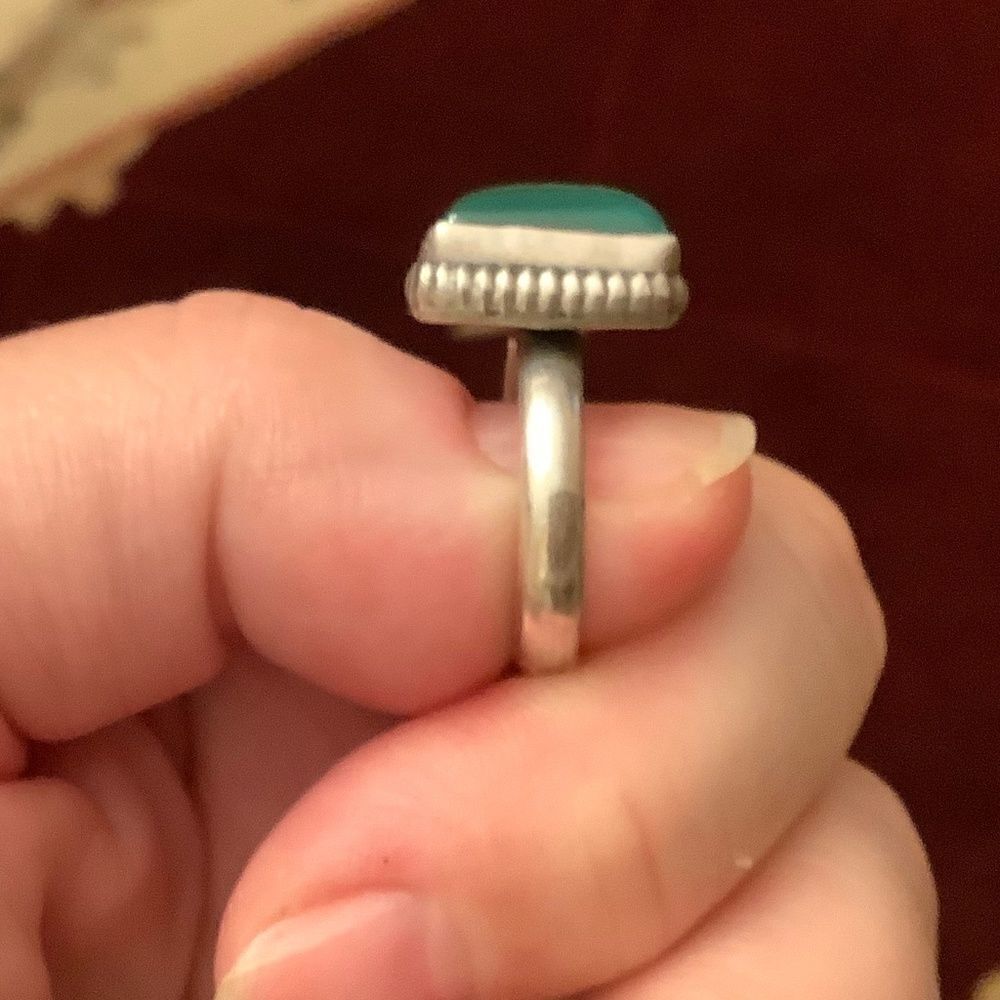 𝅺sterling SILVER 925 GREEN ONYX WOMAN RING SIZE US 7.5​ - Picture 4 of 10